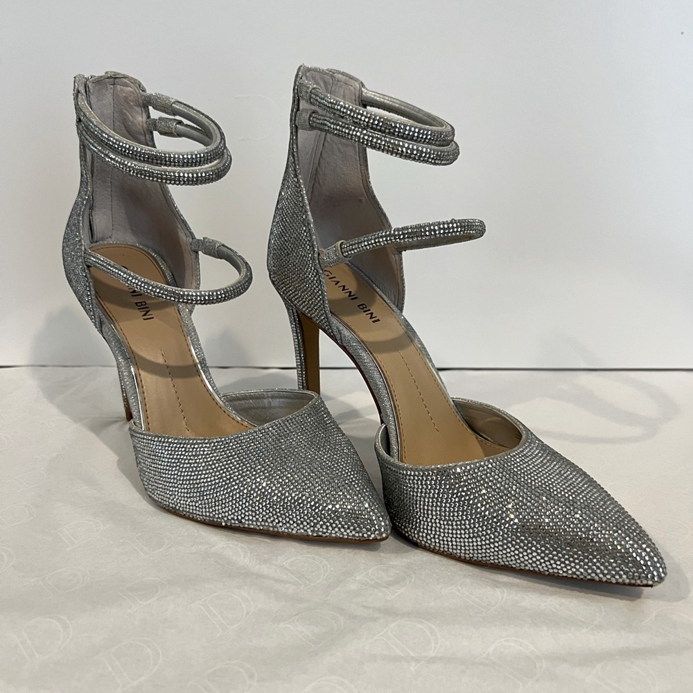 Rhinestone pointed toe heels